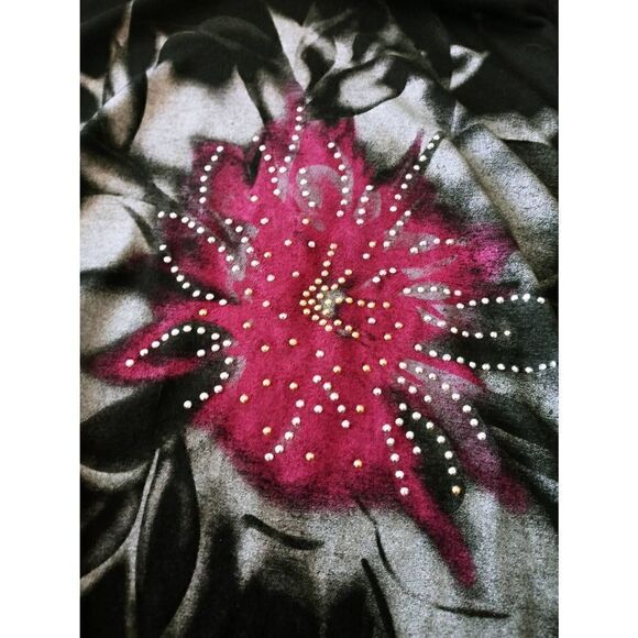 Shannon Ford New York Designer Floral Studded Tank Top w/ruffle clear bottom M - Picture 4 of 5